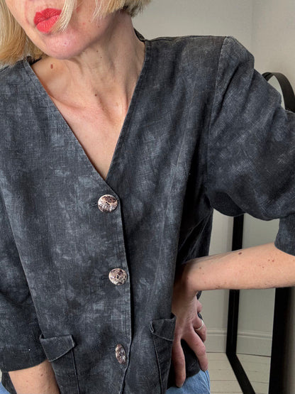 VINTAGE acid wash linen top