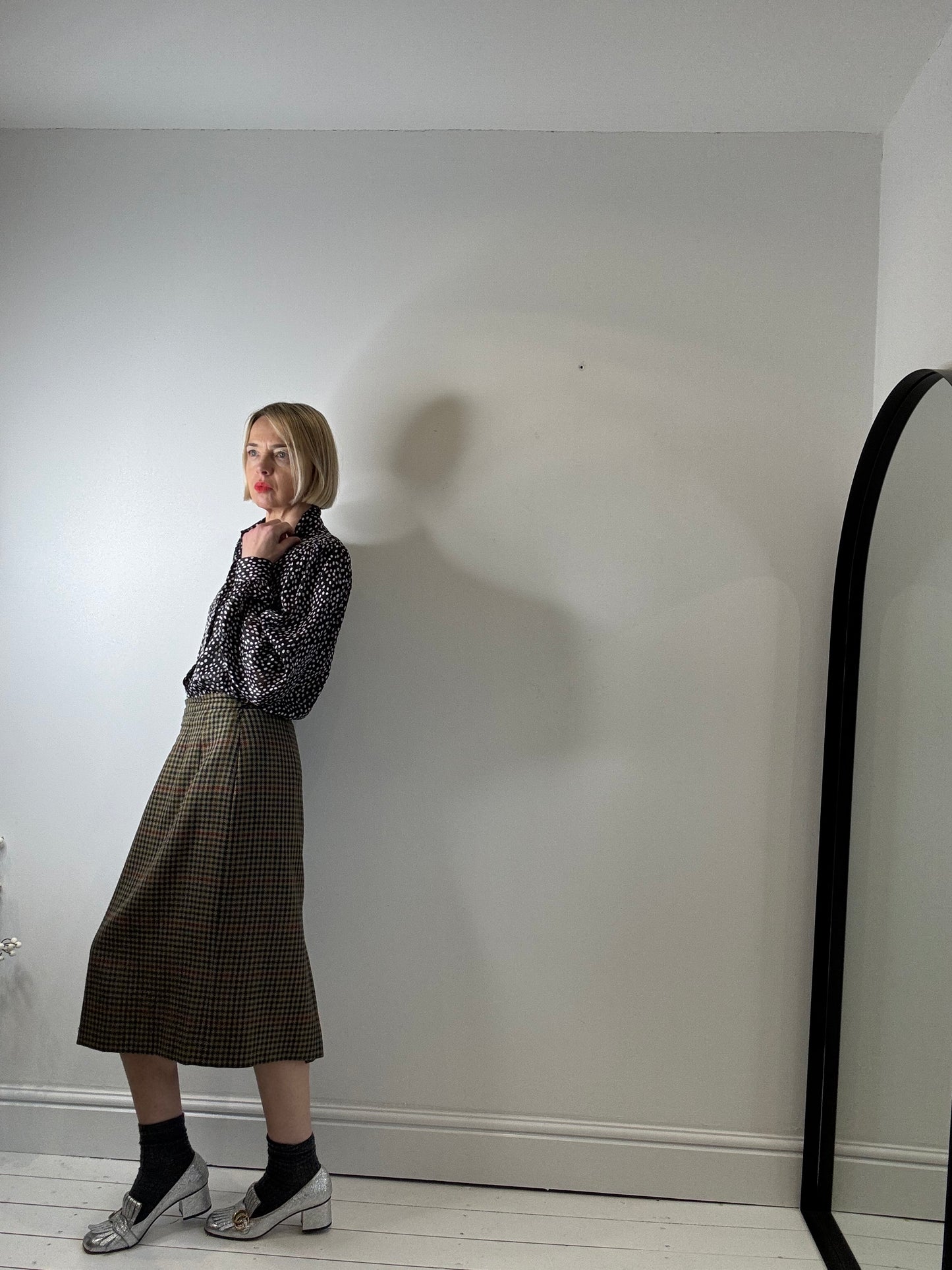 VINTAGE DAKS 100% wool check pencil skirt