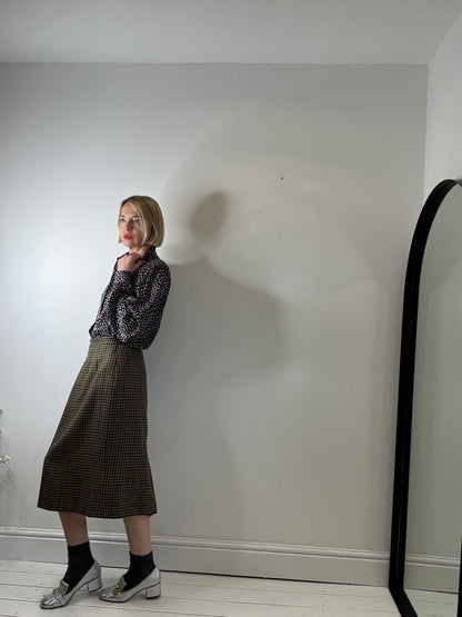 VINTAGE DAKS 100% wool check pencil skirt