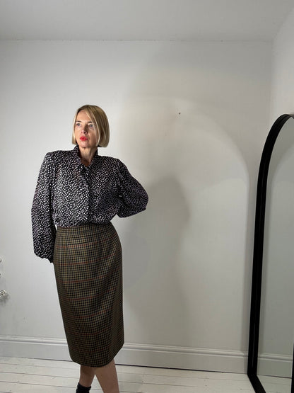 VINTAGE DAKS 100% wool check pencil skirt