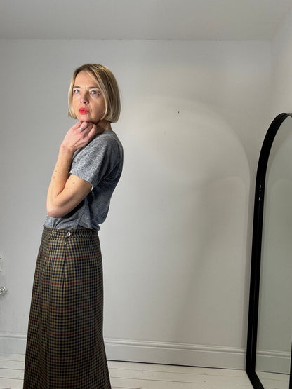 VINTAGE DAKS 100% wool check pencil skirt