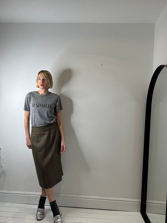 VINTAGE DAKS 100% wool check pencil skirt