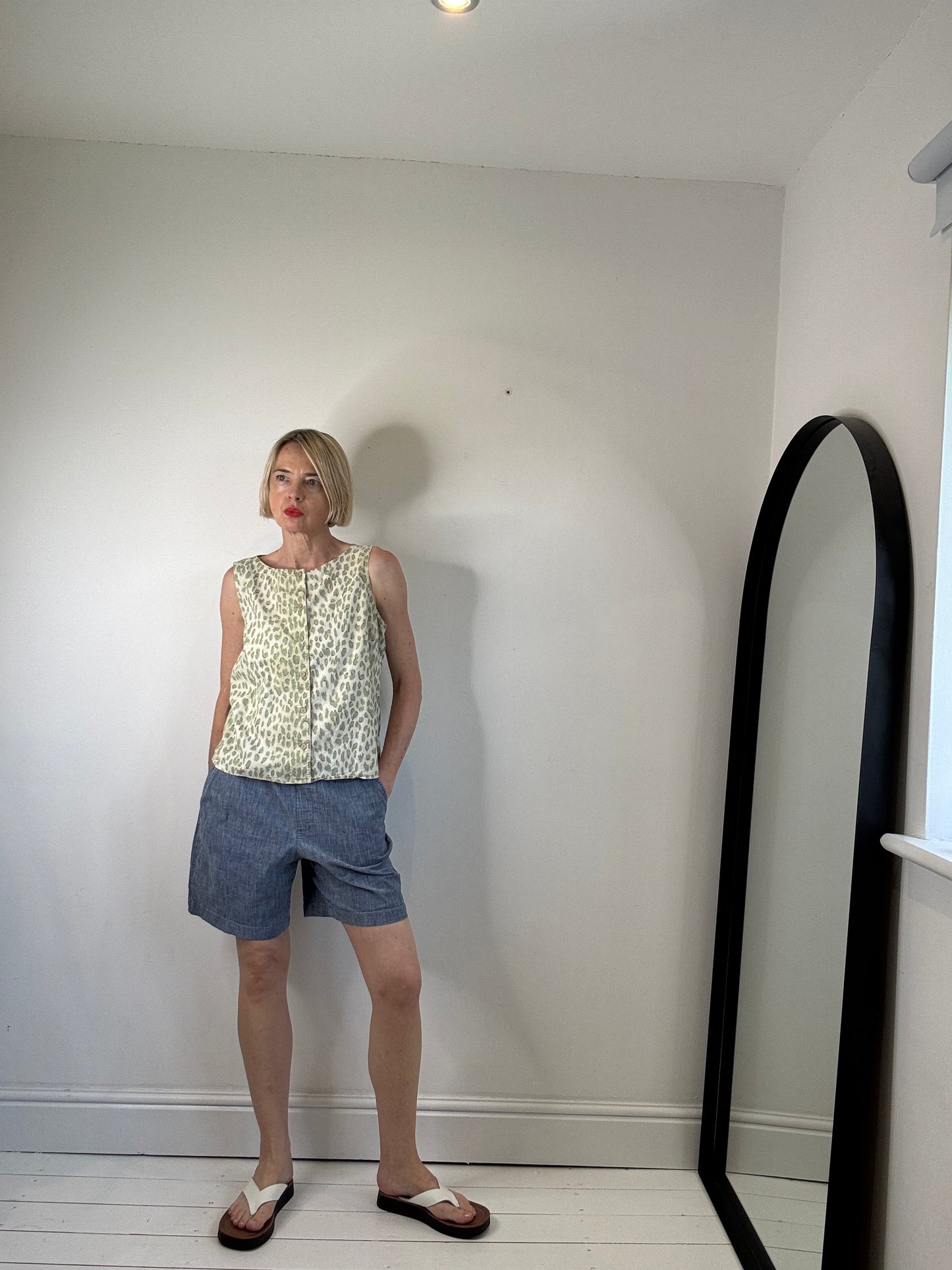 Chambray denim shorts