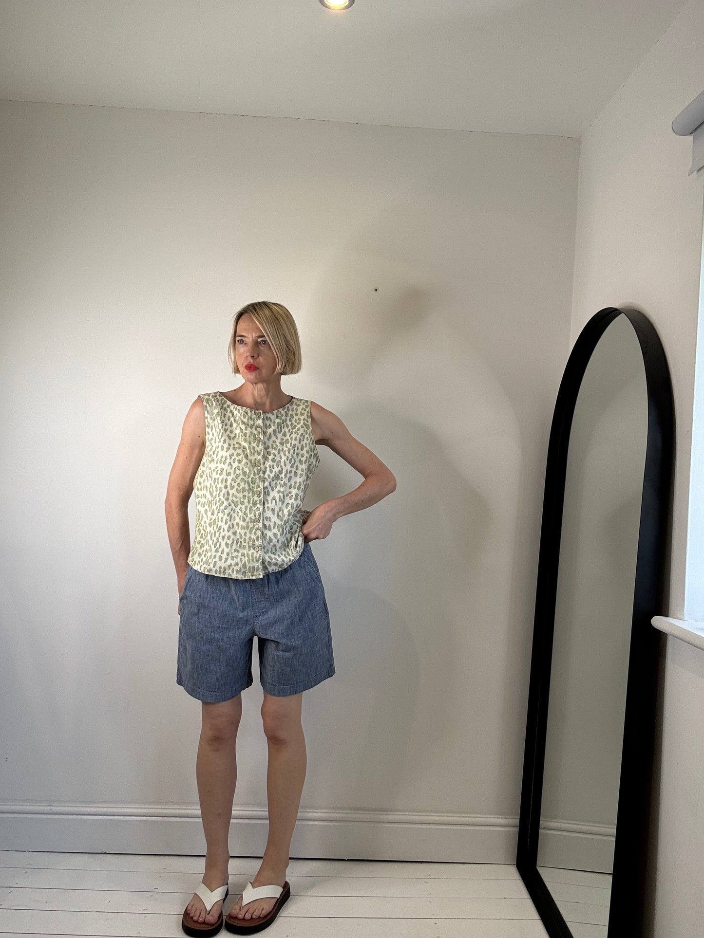 Chambray denim shorts