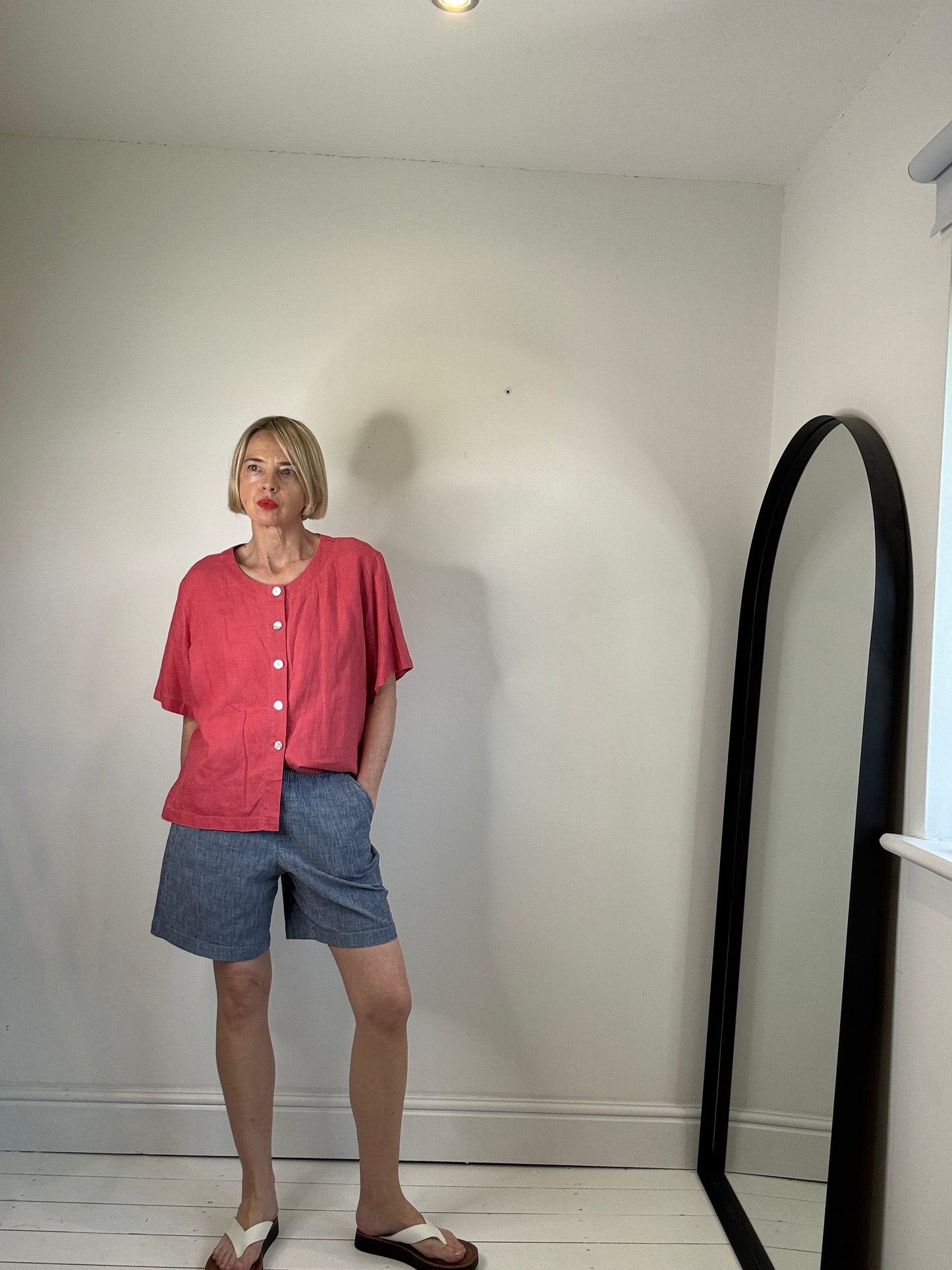 Chambray denim shorts