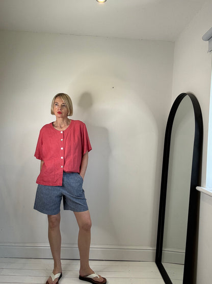 Chambray denim shorts