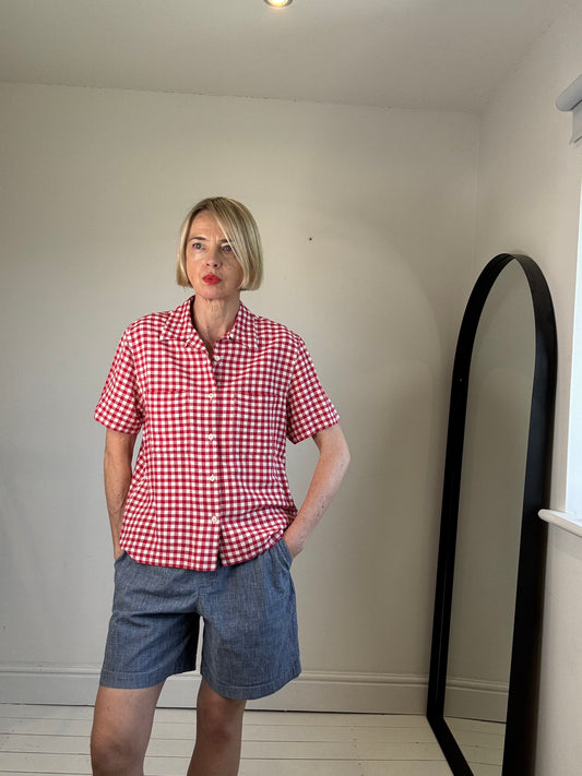 ymc you must create gingham short sleeve shirt picnic check red white women's preloved designer for less
the curatory