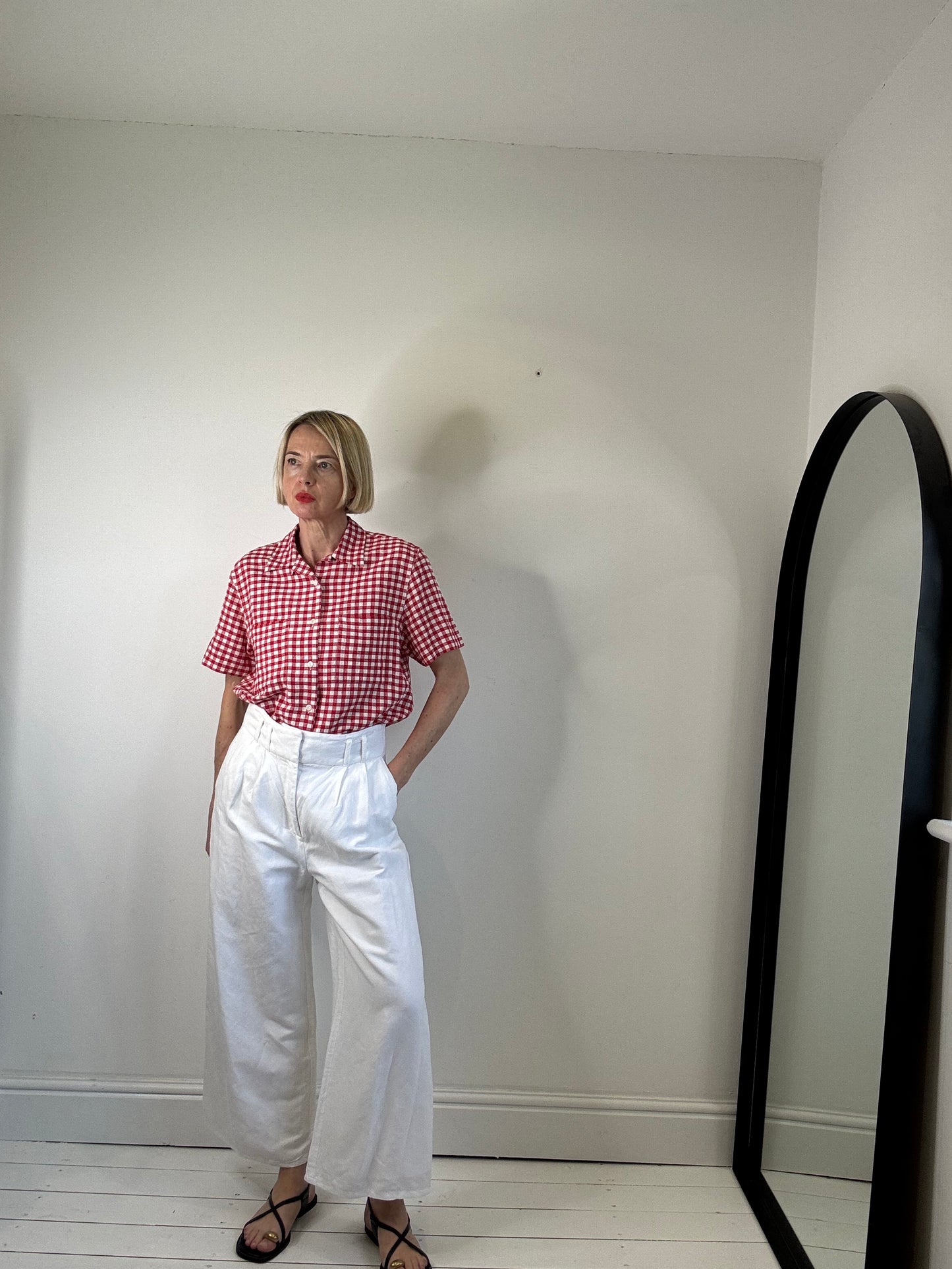 Linen wide leg trousers