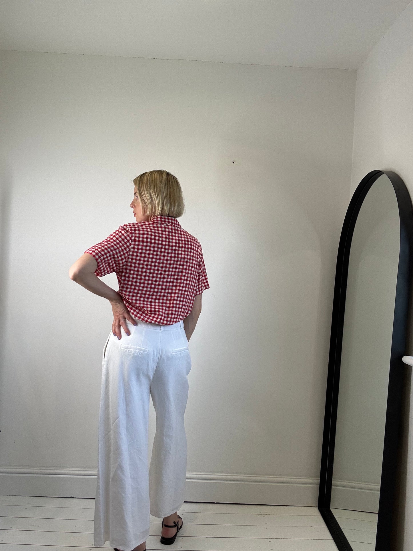 Linen wide leg trousers