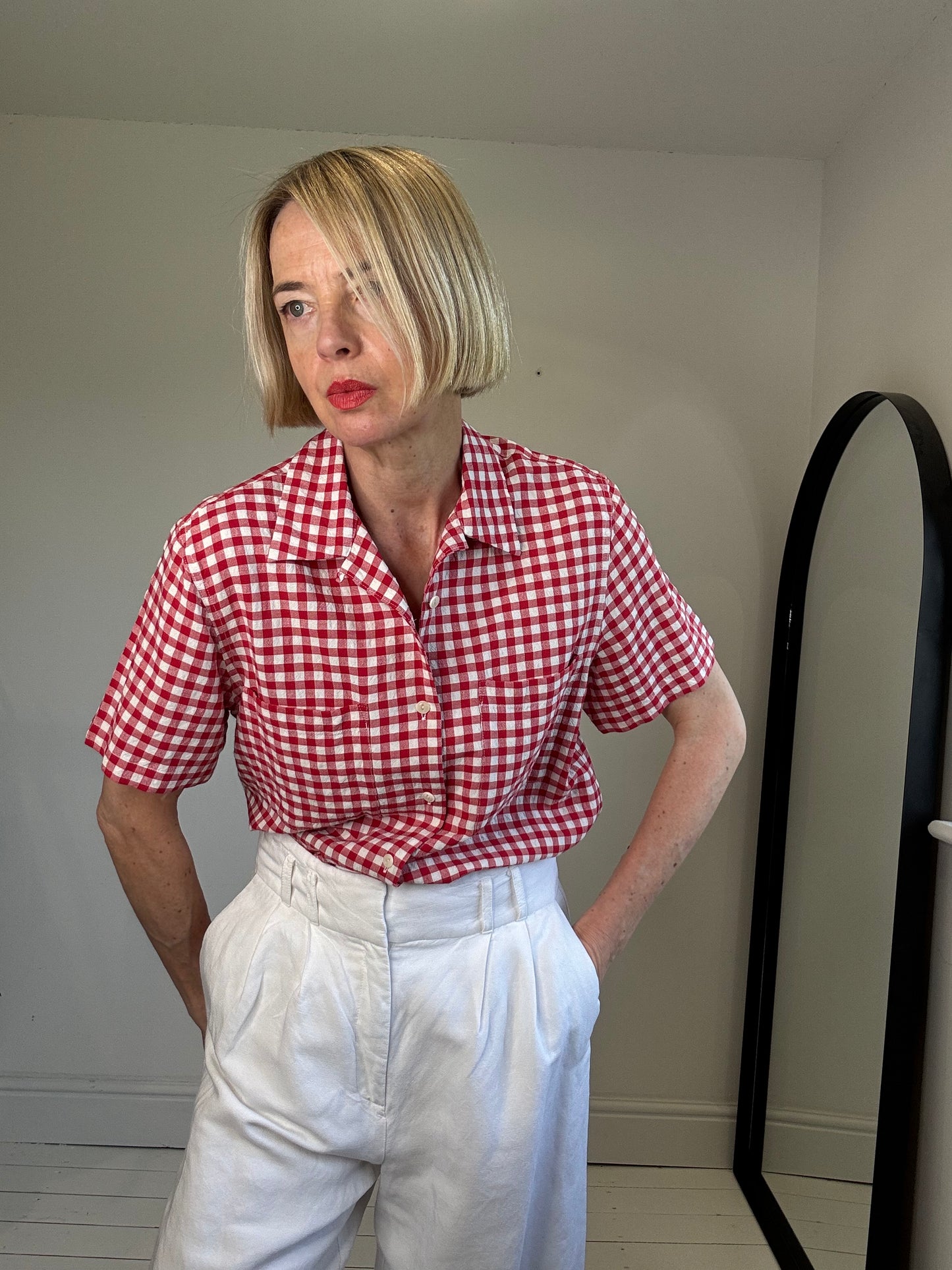 Linen wide leg trousers