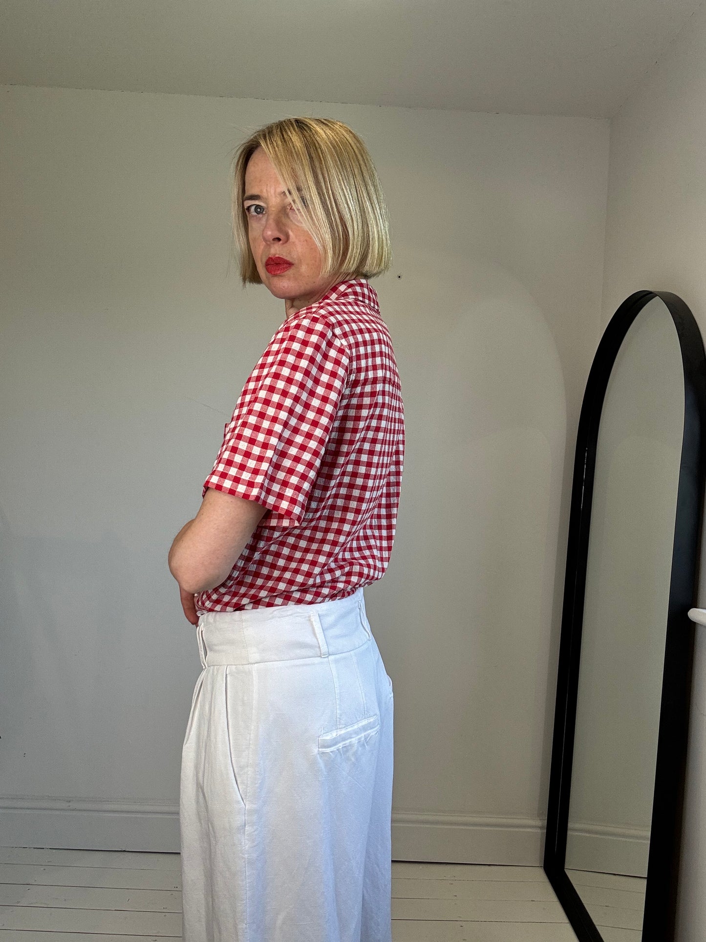 Linen wide leg trousers