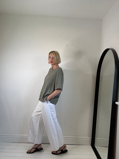 Linen button tee