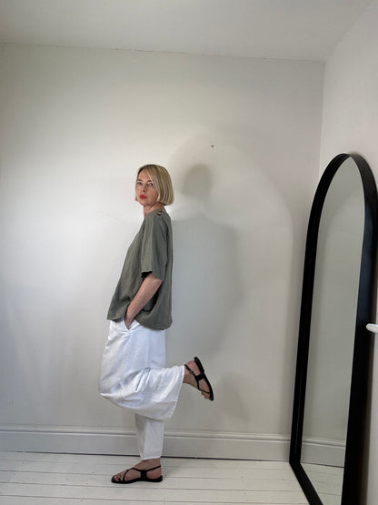 Linen button tee