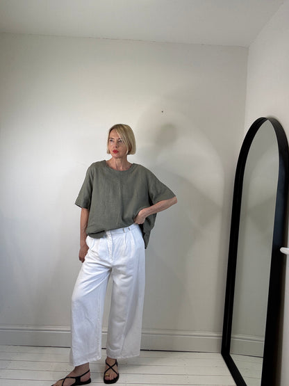 Linen button tee