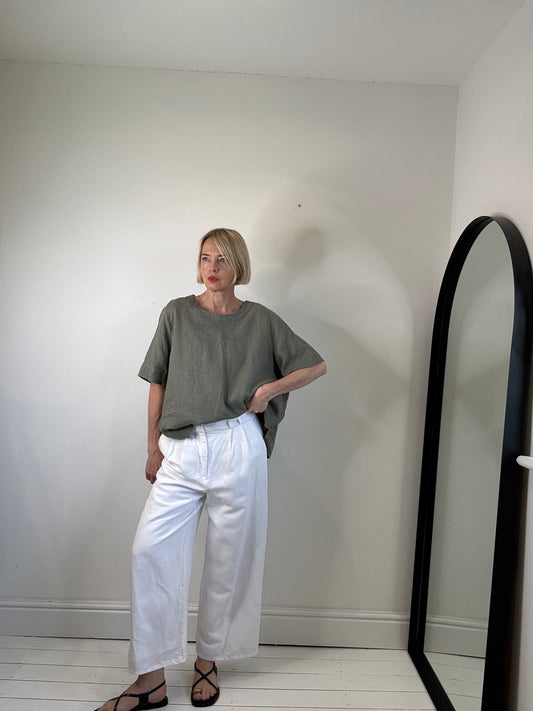 Linen button tee