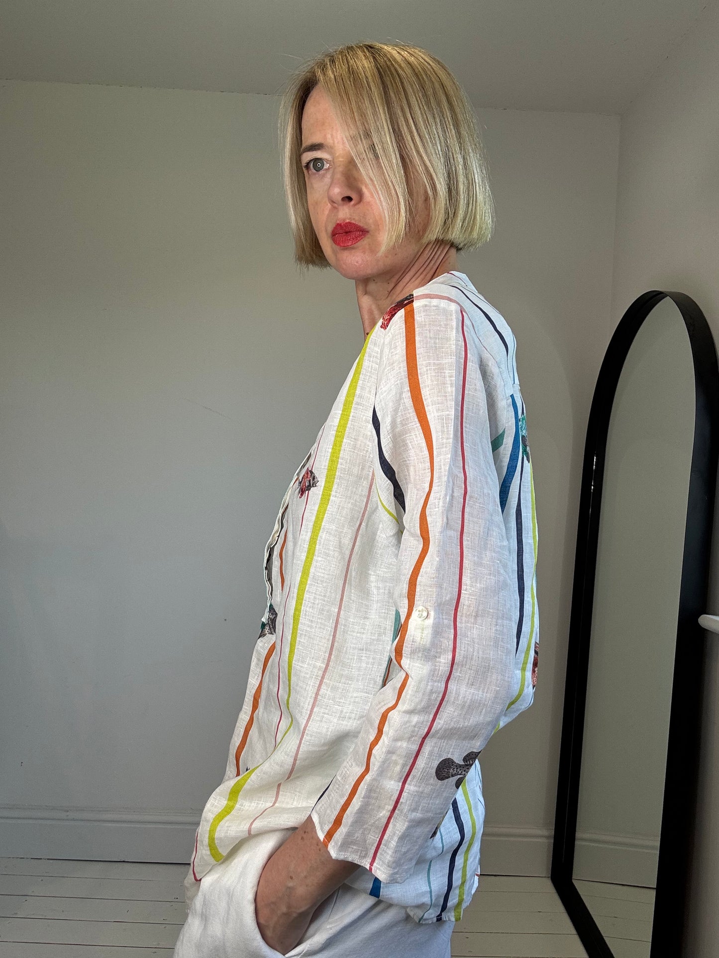 VILLAGALLO linen stripe blouse