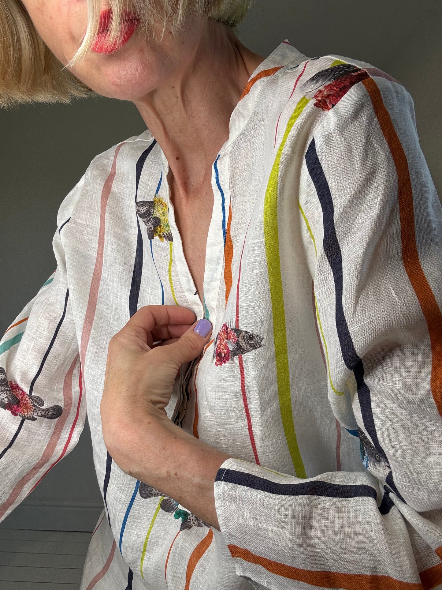 VILLAGALLO linen stripe blouse