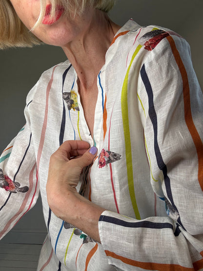 VILLAGALLO linen stripe blouse