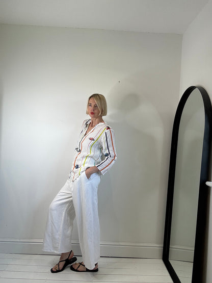 Linen wide leg trousers