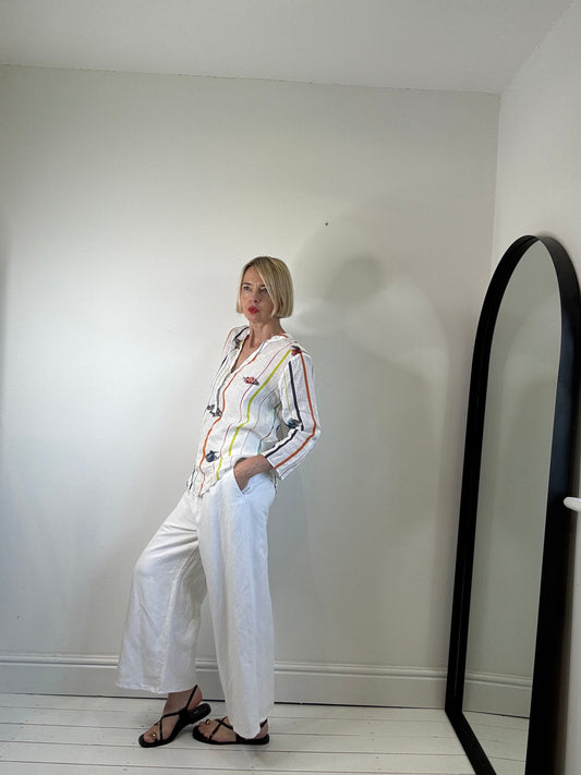 VILLAGALLO linen stripe blouse