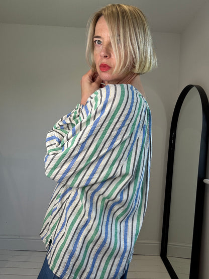 Linen lurex stripe blouse