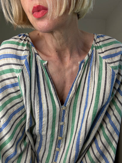 Linen lurex stripe blouse