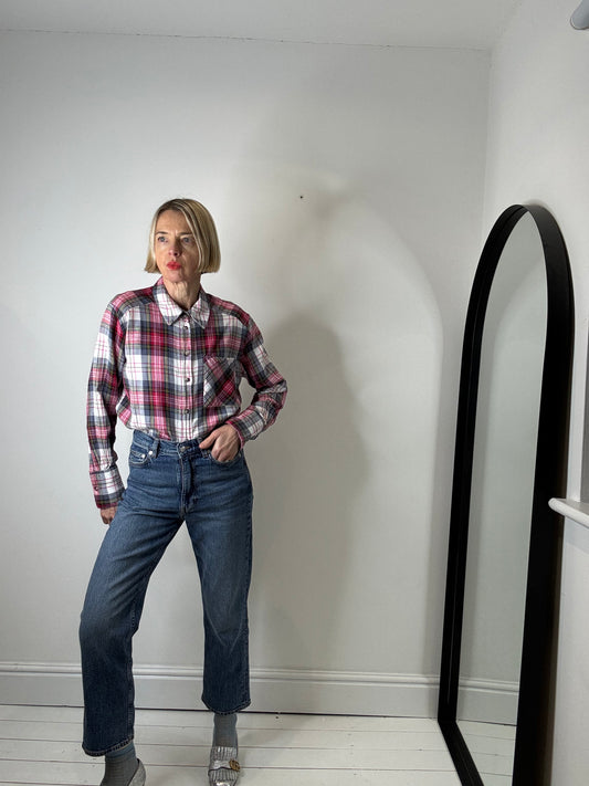 check shirt cotton brushed tartan women's