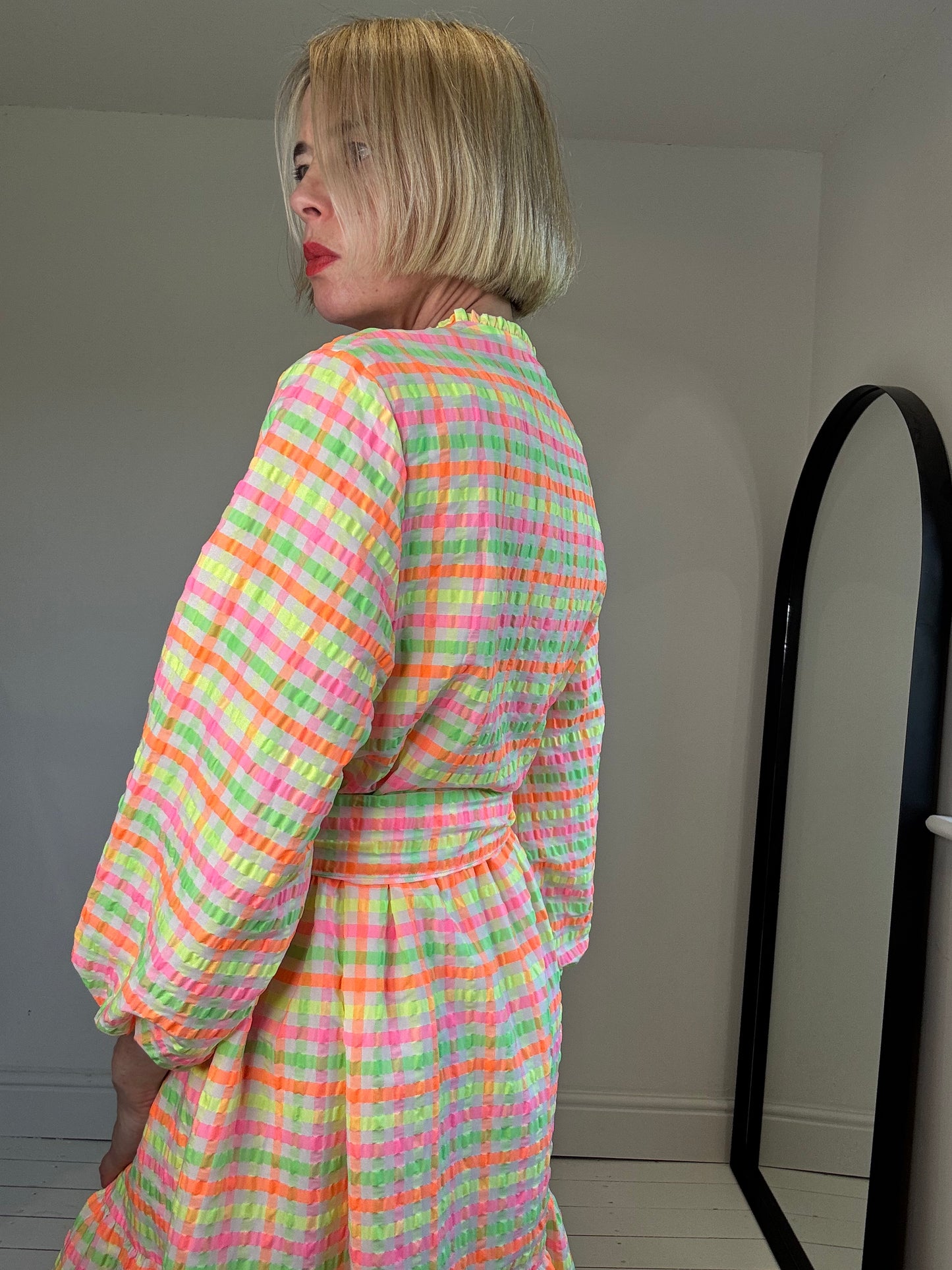 JUSTINE TABAK fluro check dress