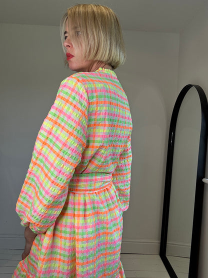 JUSTINE TABAK fluro check dress