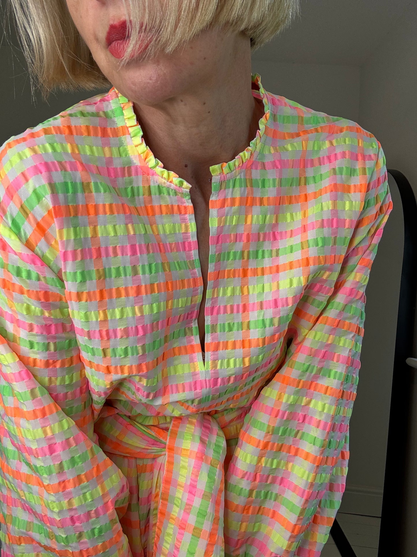 JUSTINE TABAK fluro check dress