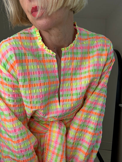JUSTINE TABAK fluro check dress