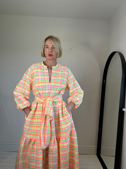 JUSTINE TABAK fluro check dress