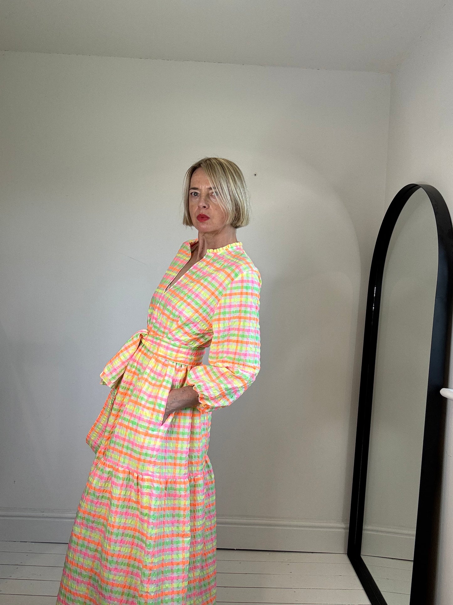 JUSTINE TABAK fluro check dress