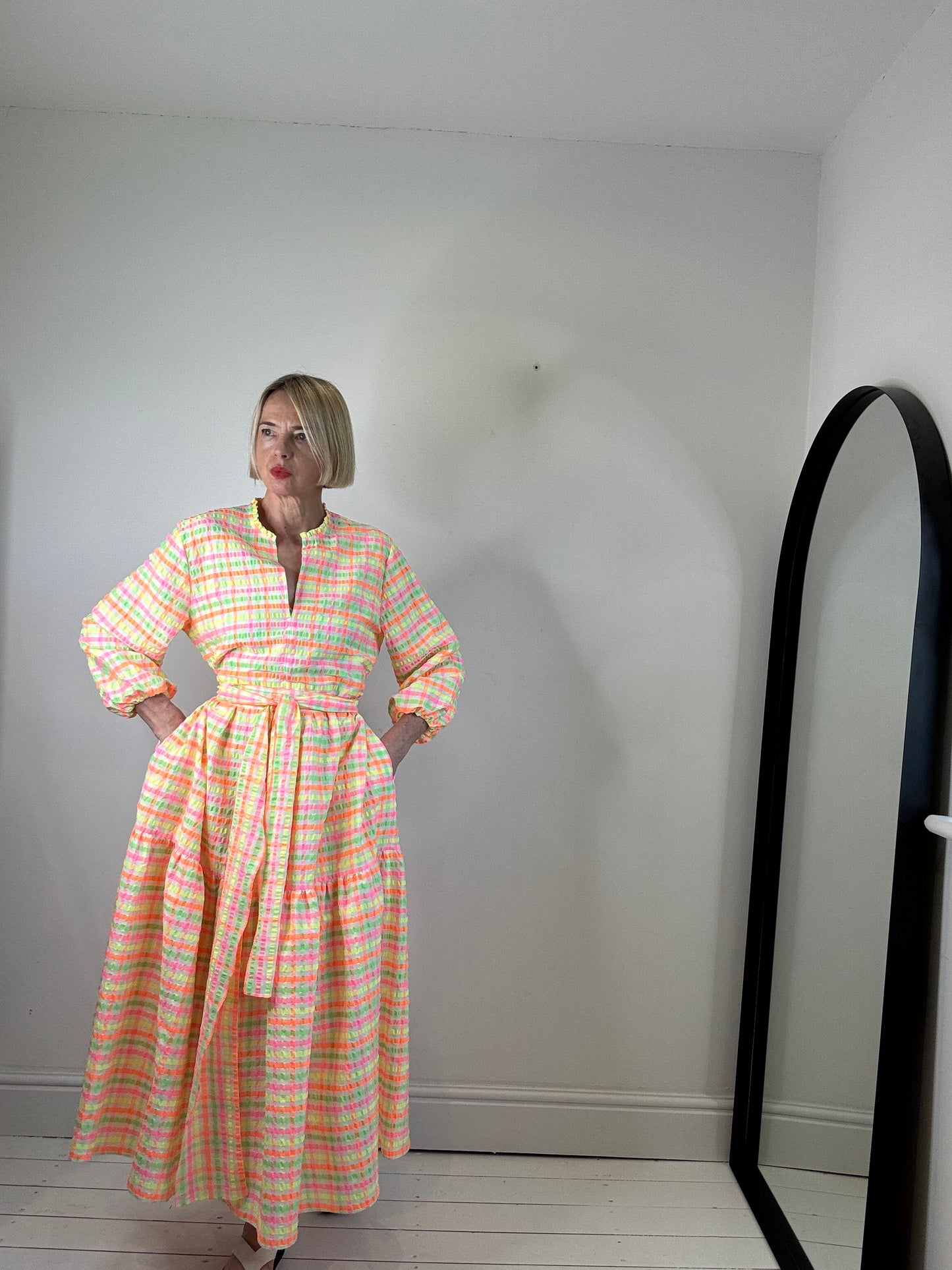 JUSTINE TABAK fluro check dress