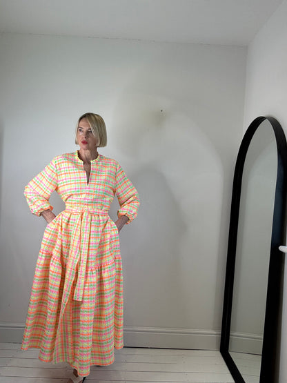 JUSTINE TABAK fluro check dress