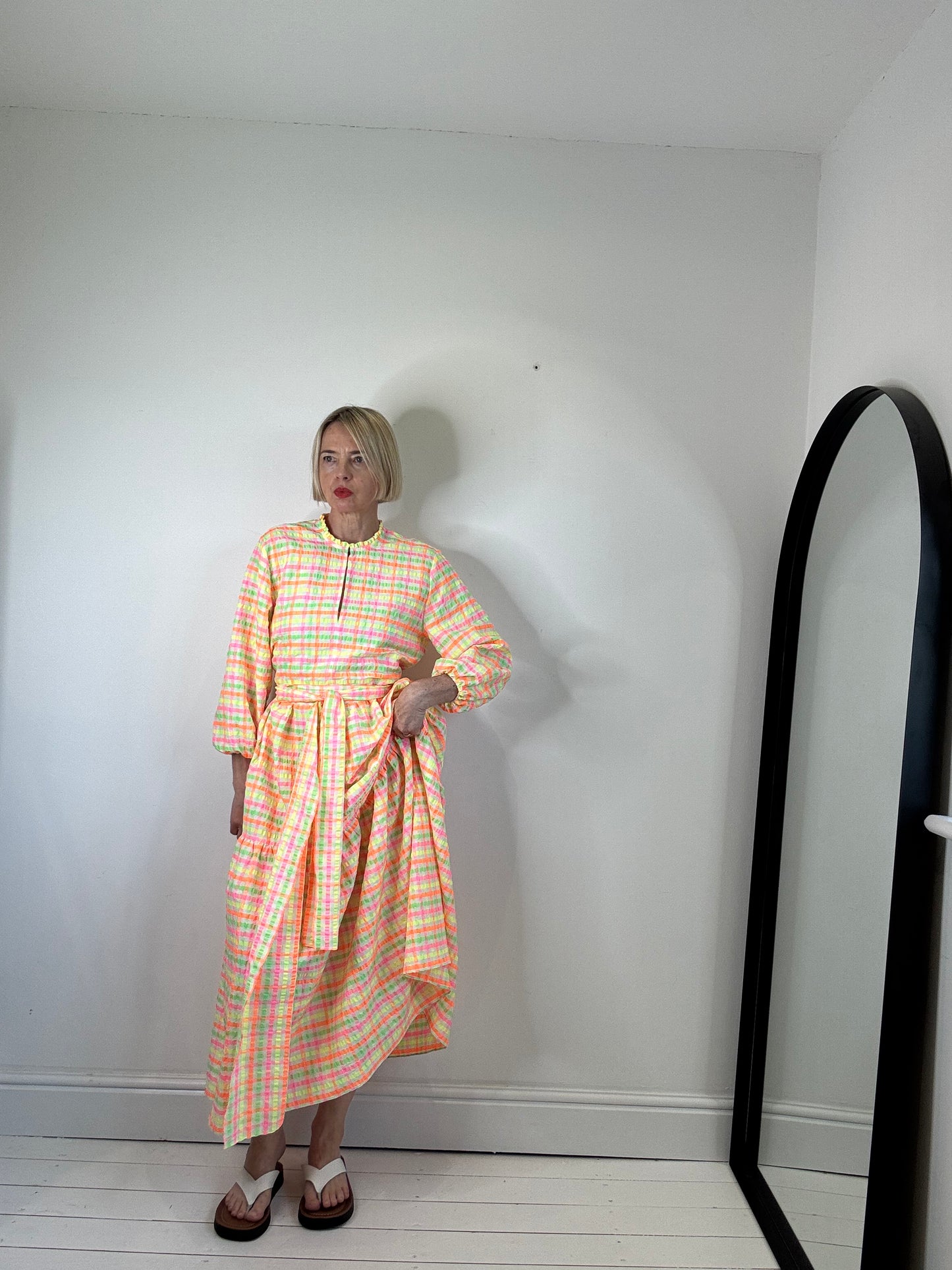 JUSTINE TABAK fluro check dress