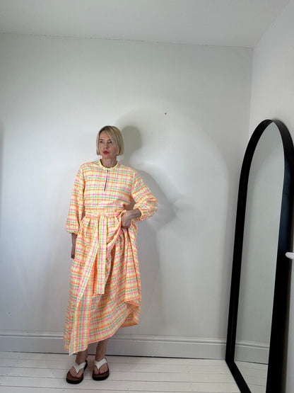 JUSTINE TABAK fluro check dress