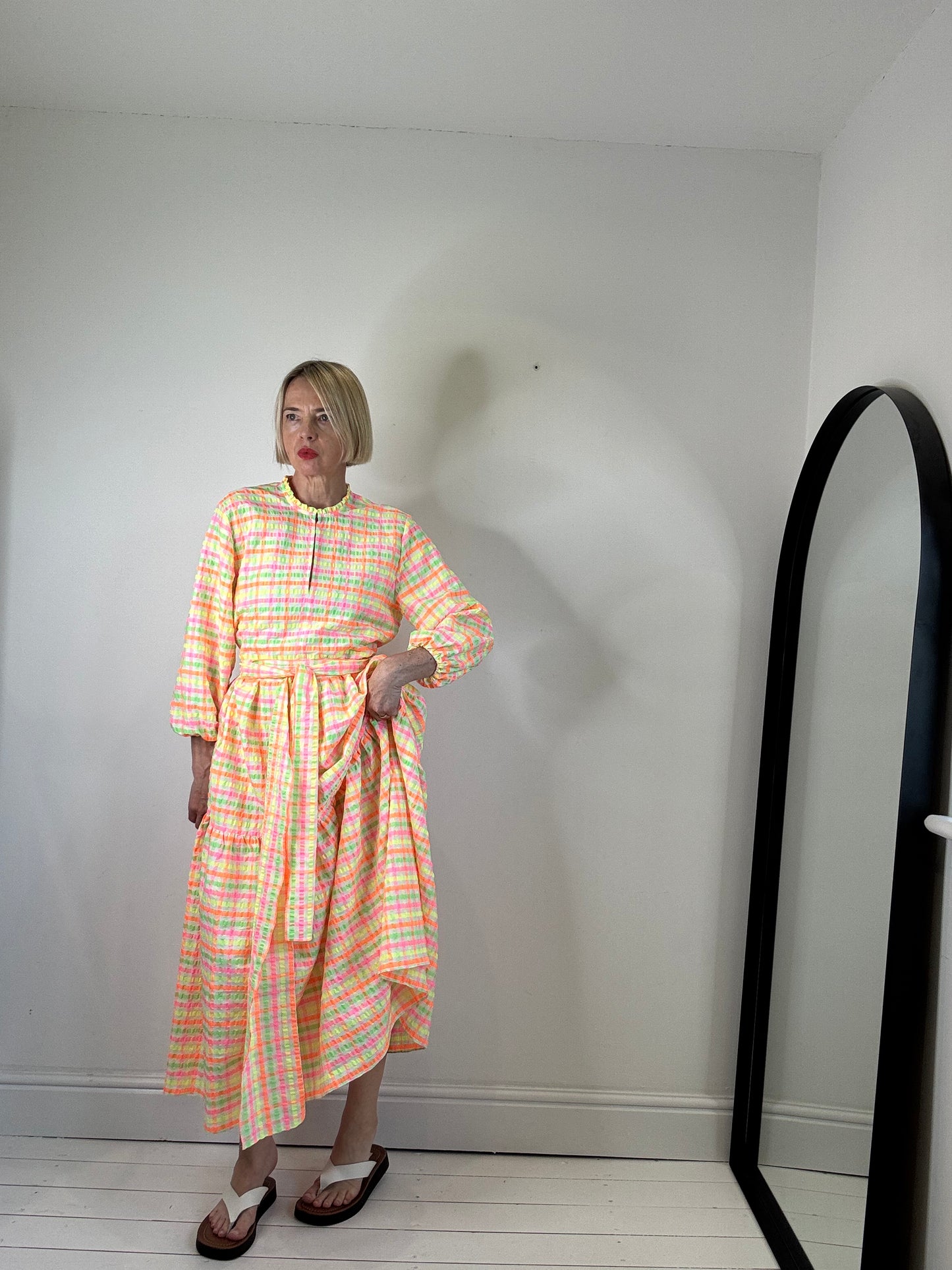 JUSTINE TABAK fluro check dress