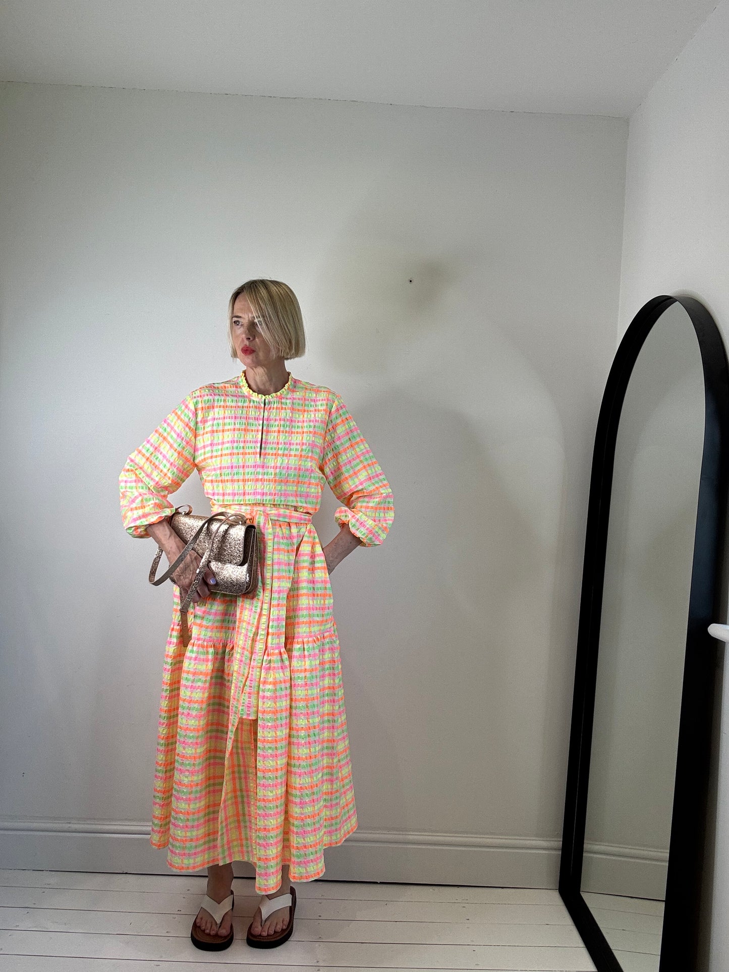 JUSTINE TABAK fluro check dress