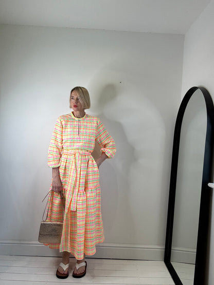 JUSTINE TABAK fluro check dress