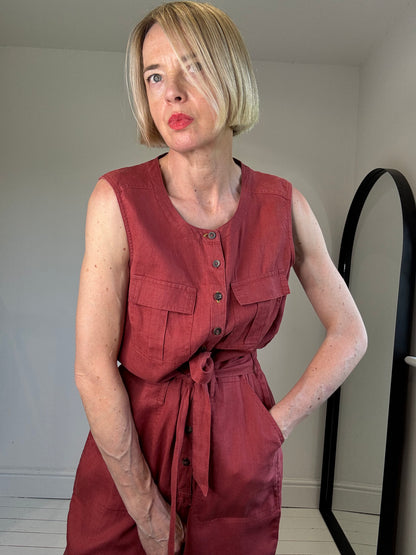 Linen belted jumpsuit