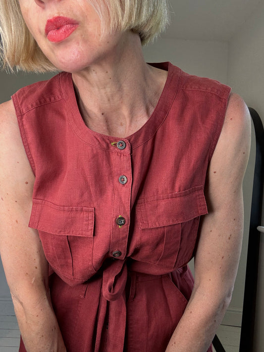 Linen belted jumpsuit
