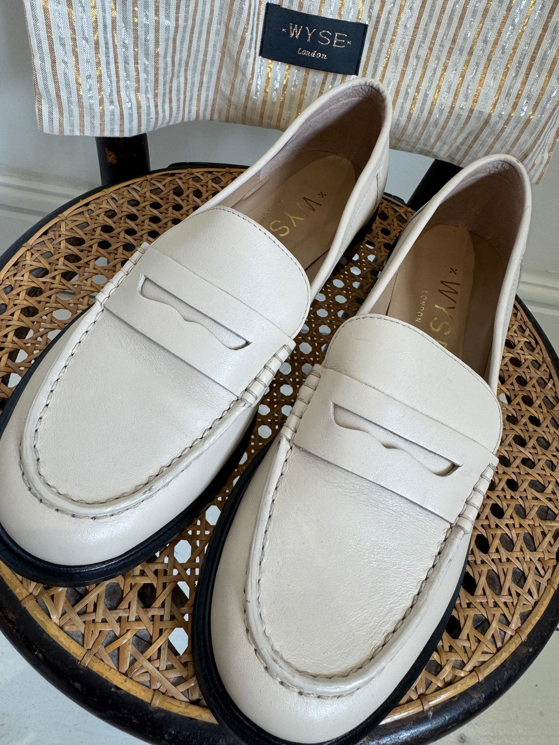 ecru WYSE London Camilla leather loafer for women