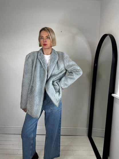 angora vintage duck egg blue jacket coat women's