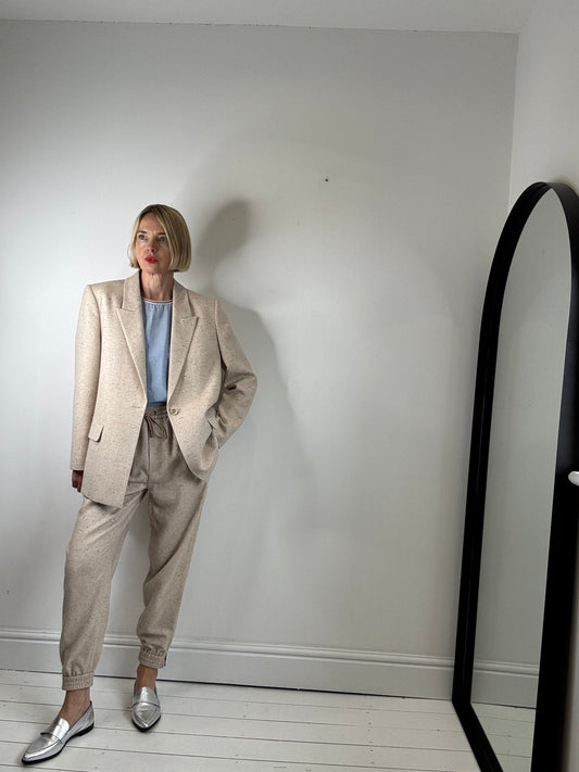 ecru MUNTHE herringbone pick pick textured suit for women