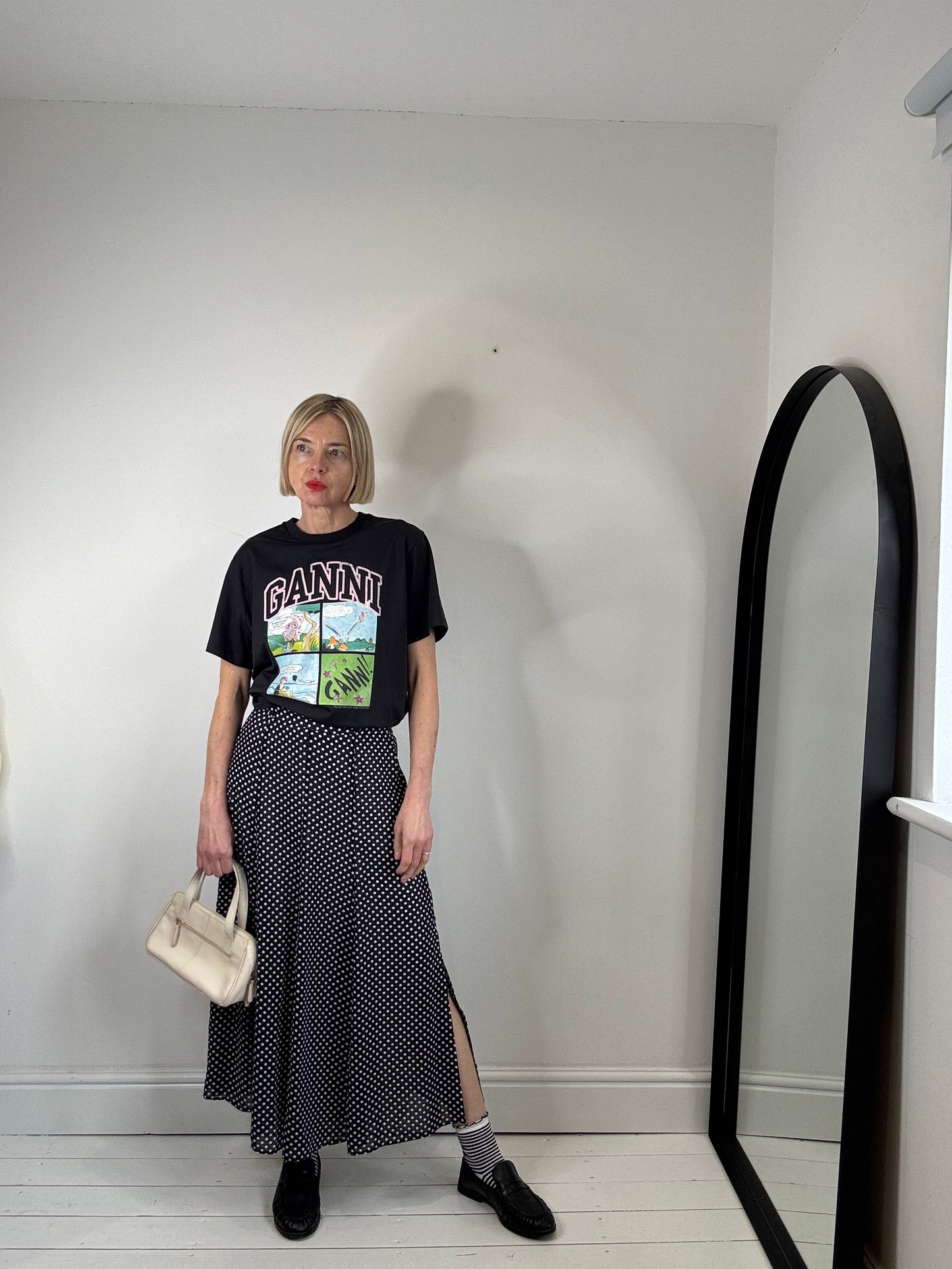 Polka dot midi skirt