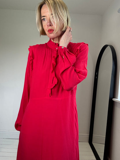 Frill edge long dress
