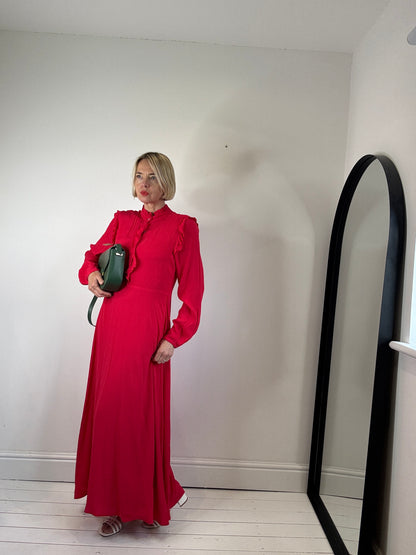 Frill edge long dress