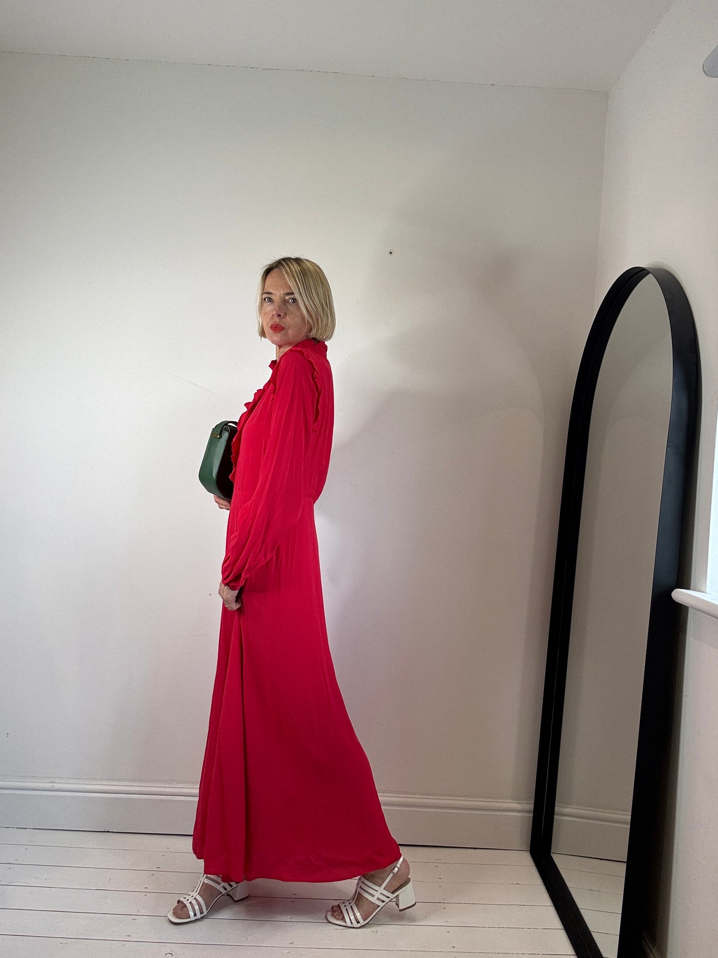 Frill edge long dress