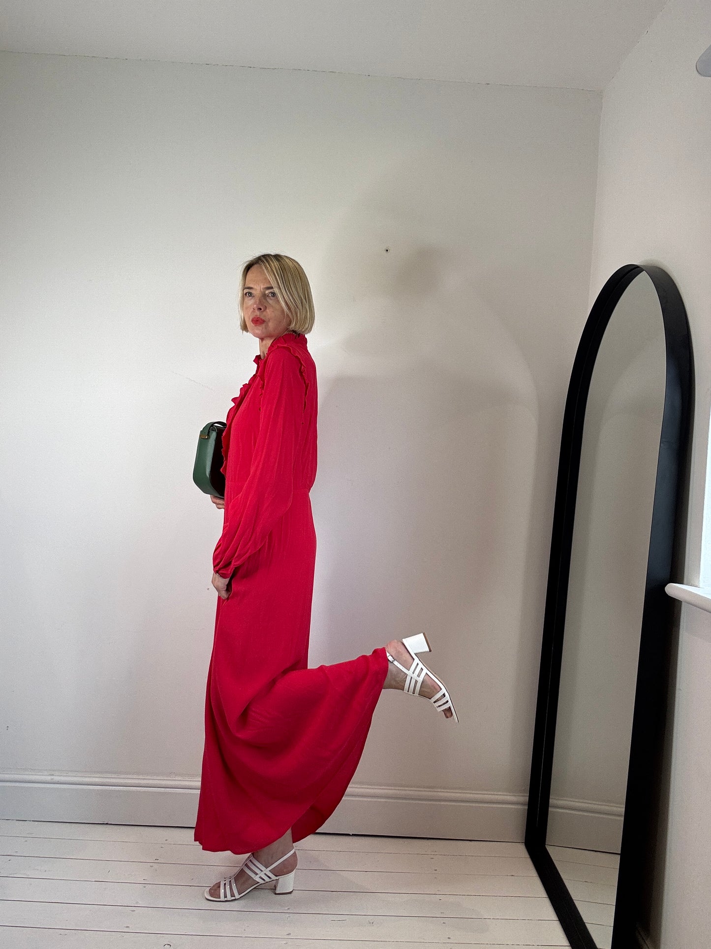 Frill edge long dress